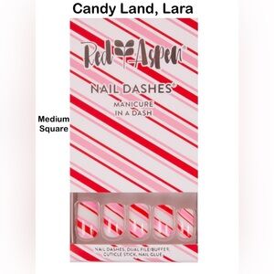 Red Aspen Nail Dashes, Candy Land Lara Medium Square, NIB